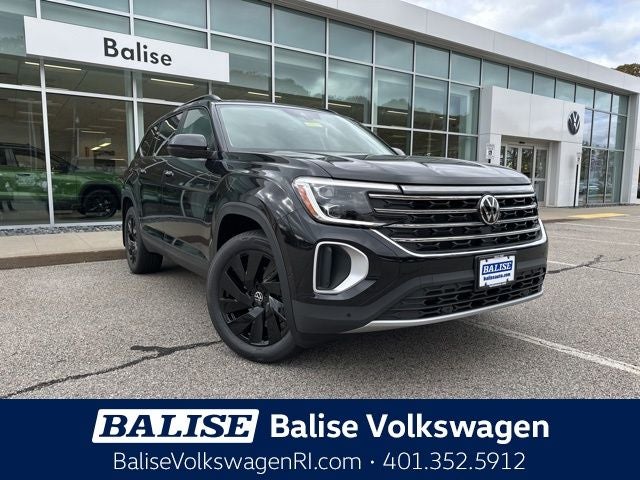 2026 Volkswagen Atlas 2.0T SE W/TECHNOLOGY in Deep Black Pearl — front three-quarter view